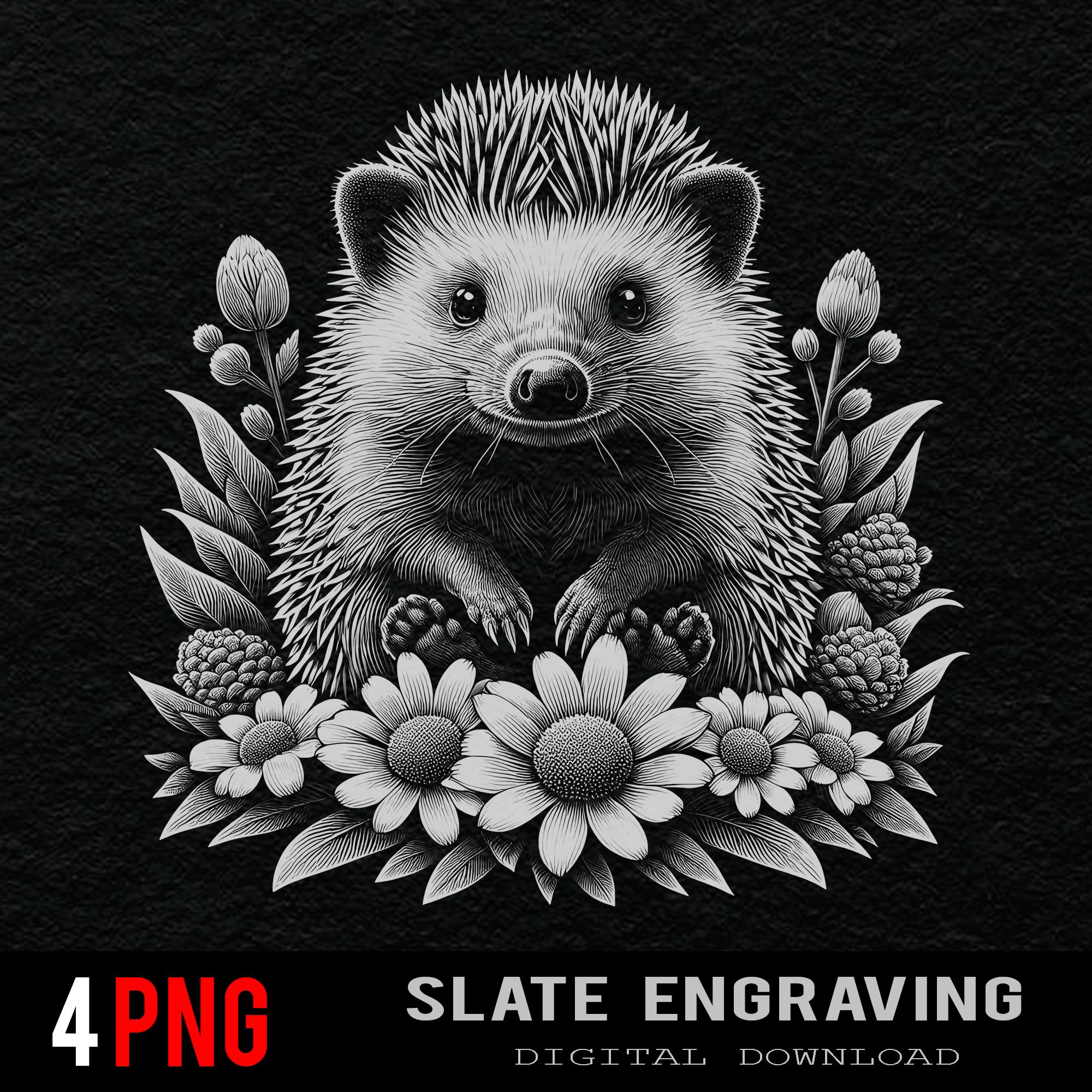Hedgehog PNG – Slate Engraving File for Laser Machines [23] - Etsy
