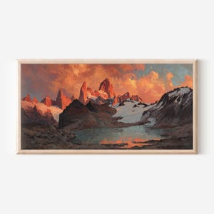 Fitz Roy Soluppgång Väggkonsttryck | Patagonia Mountain Lake Canvastavla