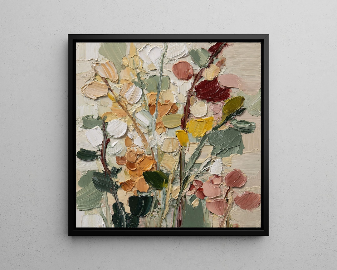 Abstract Floral Oil Painting | Handmade Textured Flower Art | Original ...
