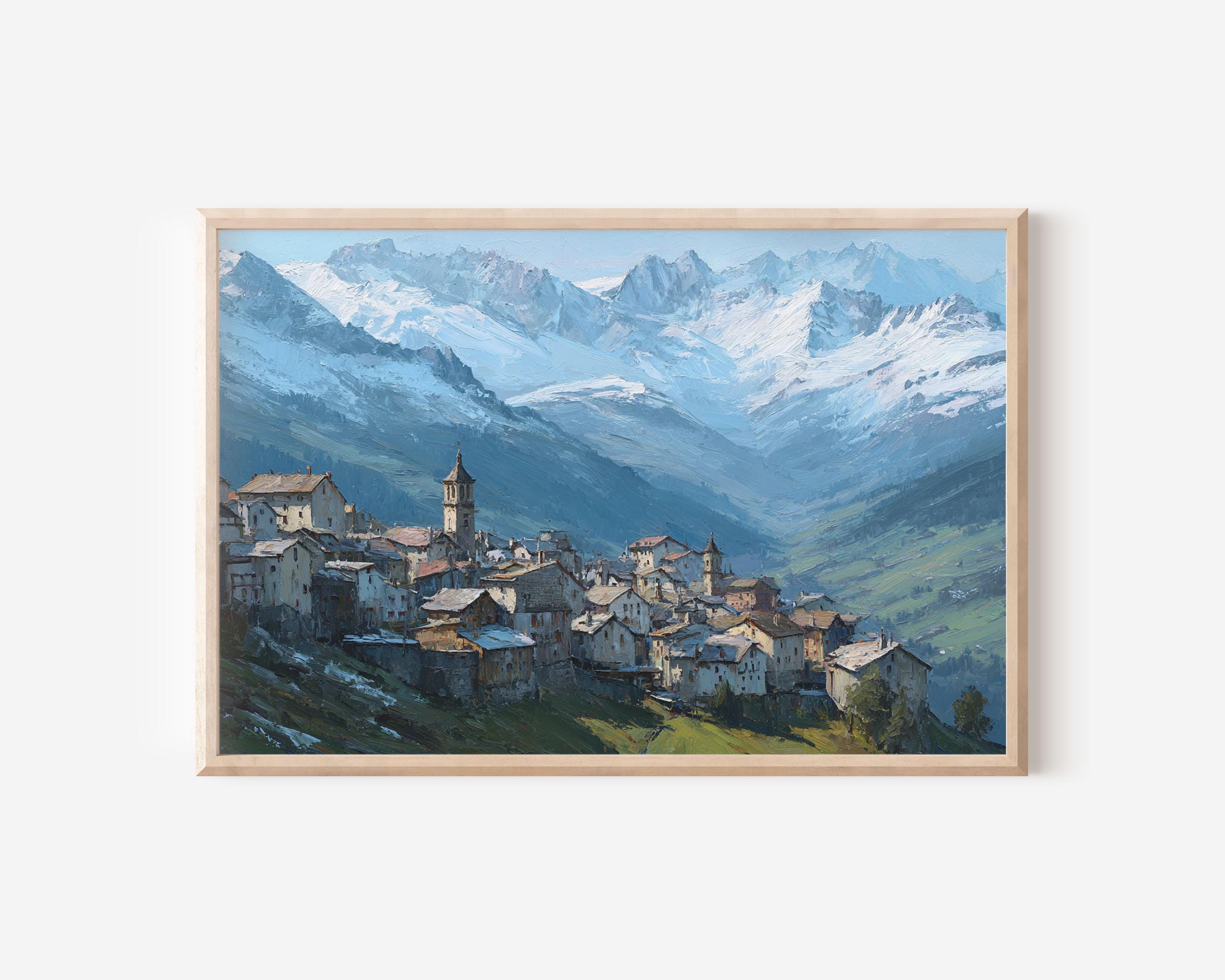 Swiss alps oil painting - Etsy 日本