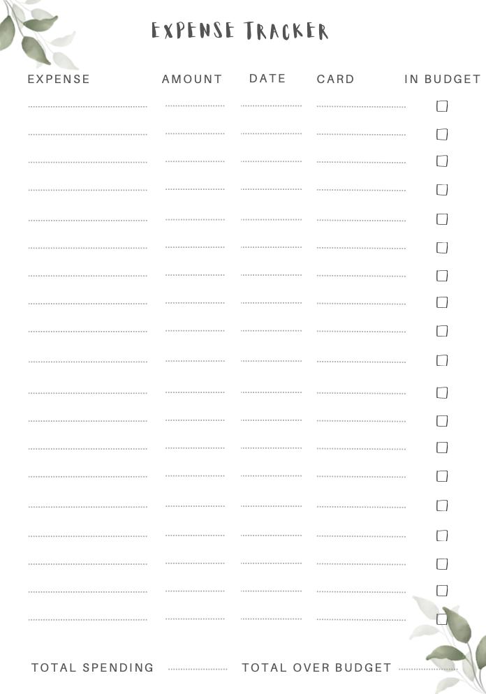 Basic Expense Tracker Template (digital Download) - Etsy