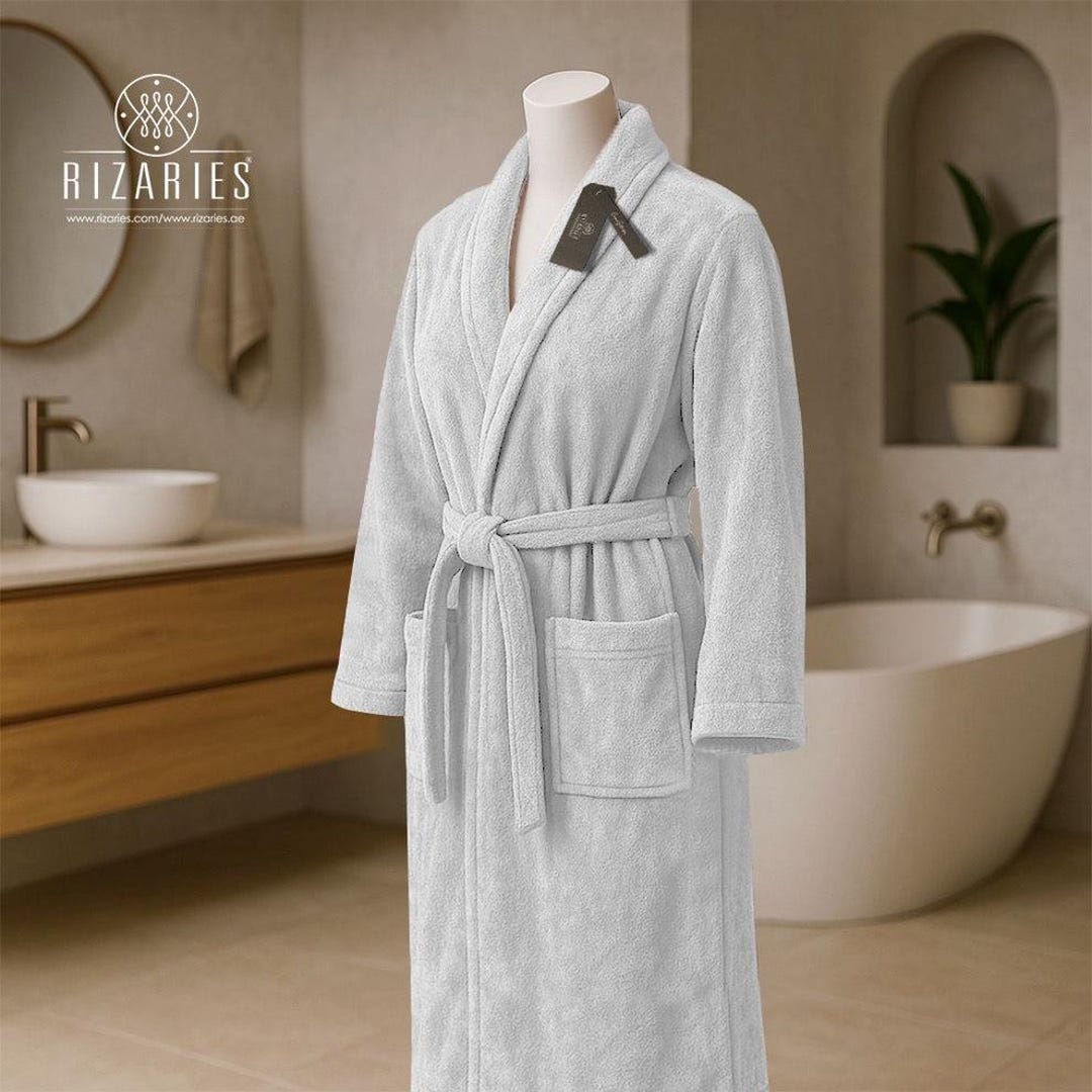 Turkish Cotton Robe Multi Colors – Long Shawl Collar Spa Bathrobe ...