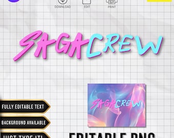 Logotipo editable de Kpop Saja / Fuente personalizada / PNG personalizado / Decoración de cumpleaños (Descarga digital en Canva)