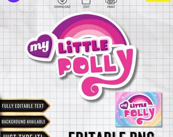 Logotipo editable de poni / Fuente personalizada / PNG personalizado / Decoración de cumpleaños (Descarga digital de Canva)