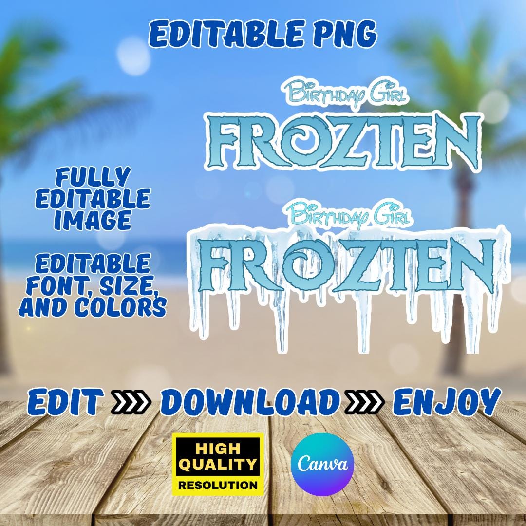 Frozen Inspired Editable Font & Logo | Custom Sign, Frozen PNG (digital ...