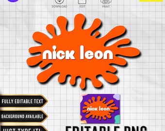 Logotipo editable de Nickelodeon / Fuente personalizada / PNG personalizado / Decoración de cumpleaños (Descarga digital de Canva)