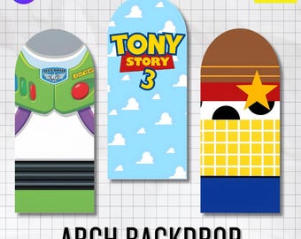 Fuente y logotipo editables para fondo de arco de Toy Story / Letrero de cumpleaños personalizado (descarga digital de Canva)