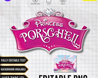 Logotipo de princesa / Fuente personalizada / PNG personalizado / Decoración de cumpleaños (archivo digital)