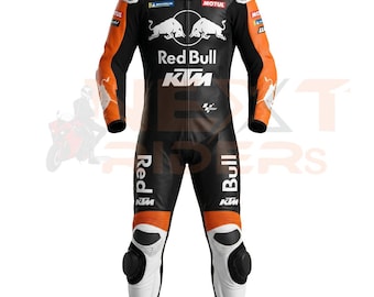 Traje de cuero de competición estilo KTM – Negro y naranja. Equipamiento de protección para motociclistas.