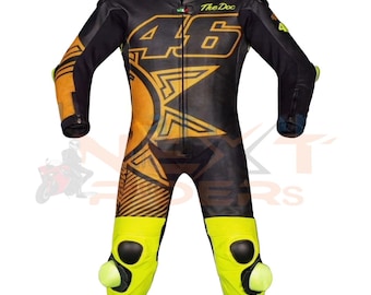 Op maat gemaakt leren motorracepak uit één stuk | CE-gepantserde koeienhuid | MotoGP-replicastijl