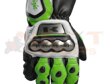 Kawasaki Ninja Cowhide Leather Racing Gloves: Bikers' Riders Protective Gear