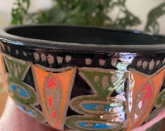 Handpainted  Scandinavian style ceramic bowl handmade  3 cup.