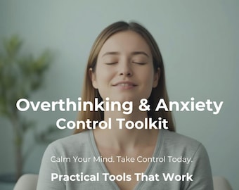 Boîte à outils pour la réflexion excessive et le contrôle de l'anxiété | Pensées de course calmes | Guide de clarté mentale | Téléchargement numérique imprimable