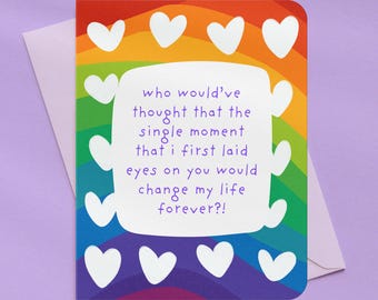 Laid Eyes On You Rainbow Anniversary Card | A2 Size 330 GSM Ultra Thick Cardstock