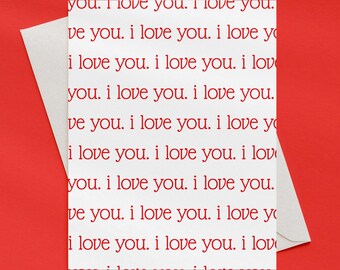 I Love You Repeat Pattern Card | A2 Size 330 GSM Ultra Thick Cardstock