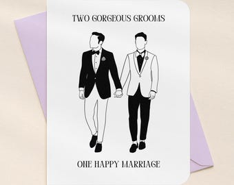 LGBTQ Two Gorgeous Grooms Wedding Card | A2 Size 330 GSM Ultra Thick Cardstock