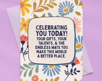 Celebrating You Today Floral Friendship Birthday Card | A2 Size 330 GSM Ultra Thick Cardstock
