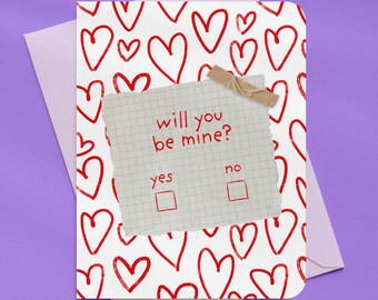Will You Be Mine Heart Love Card | A2 Size 330 GSM Ultra Thick Cardstock