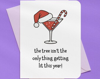 Candy Cane Martini Christmas Funny Holiday Card | A2 Size 330 GSM Ultra Thick Cardstock