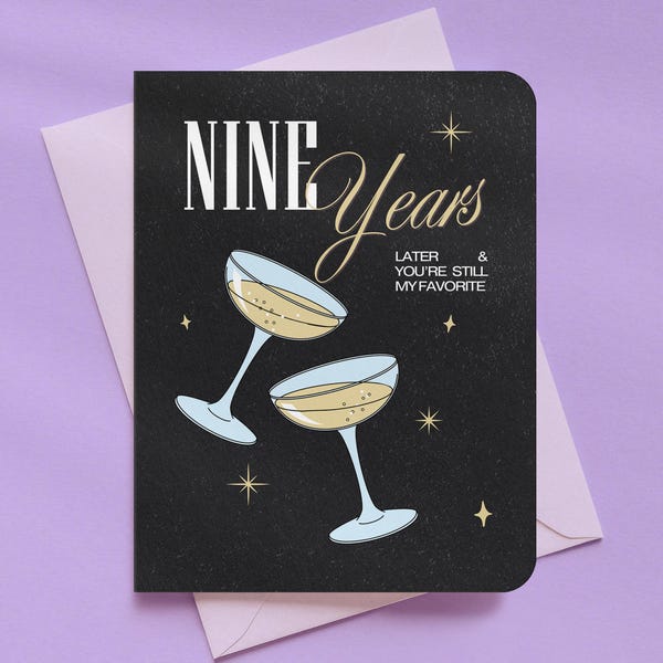 9 Years Later Anniversary Love Card | A2 Size 330 GSM Ultra Thick Cardstock