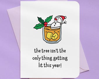 Lit Christmas Snowman Drink Holiday Card | A2 Size 330 GSM Ultra Thick Cardstock