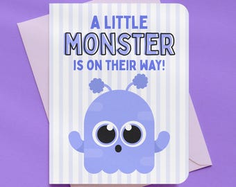 Little Monster On The Way Halloween Baby Card | A2 Size 330 GSM Ultra Thick Cardstock