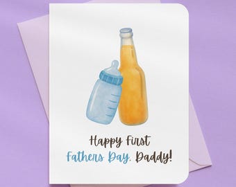 First Fathers Day Dad And Son Bottle Card | A2 Size 330 GSM Ultra Thick Cardstock
