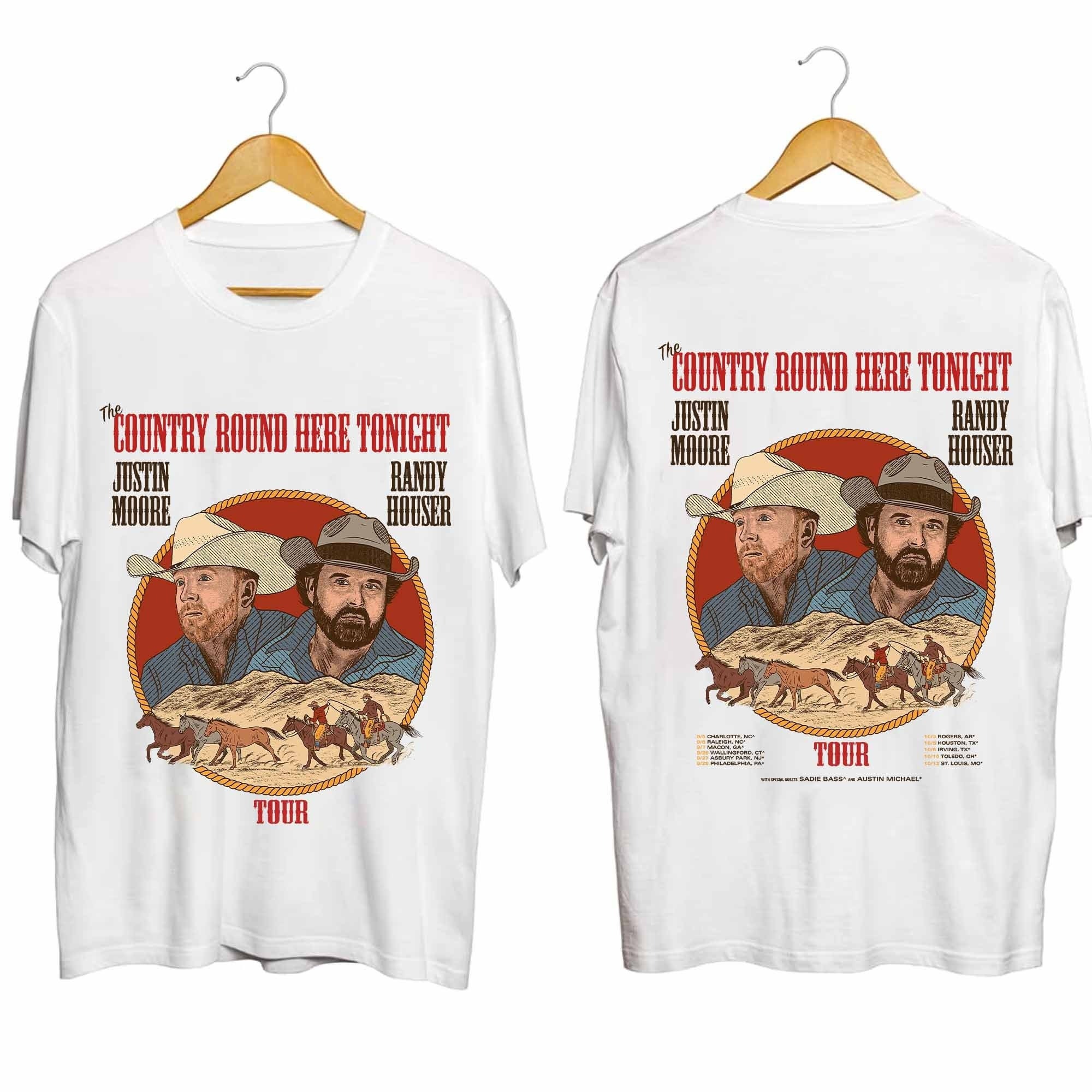 Justin Moore and Randy Houser 2024 Tour Shirt