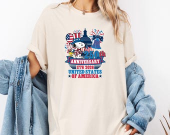 Snoopy America 250th Anniversary PNG, 1776-2026 USA Patriotic Shirt Design, Uncle Sam Dog Cartoon, Liberty Bell Fireworks Sublimation File