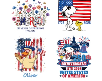 America 250th Anniversary PNG Bundle | Snoopy Patriotic Shirt Design | Wildflower Independence Day Tee | USA 1776-2026 Sublimation Graphics