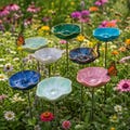 Ceramic Bee Waterer & Butterfly Feeder with Stakes | Pollinator Water Station Garden Decor Art
