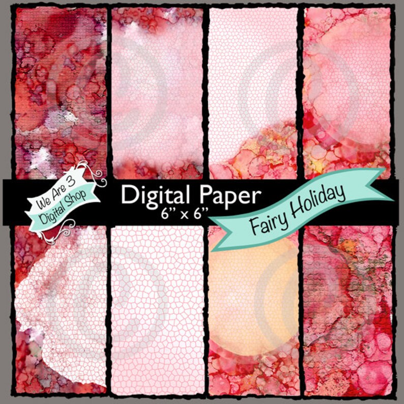 We Are 3 Digital Paper  Fairy Holiday  Fairy Alcohol Ink image 0