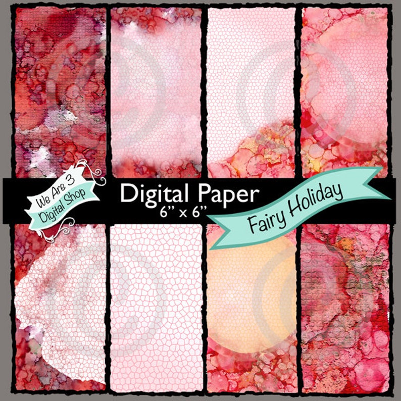 We Are 3 Digital Paper  Fairy Holiday  Fairy Alcohol Ink image 0