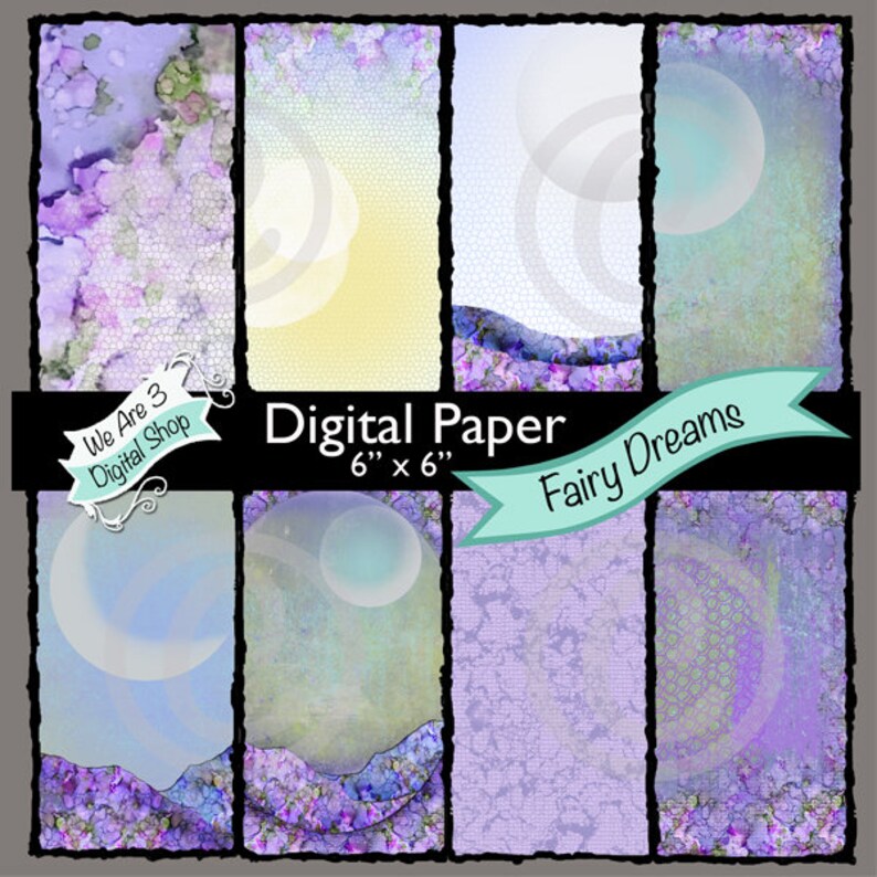 We Are 3 Digital Paper  Fairy Dreams Fairy Mermaid Alcohol image 0