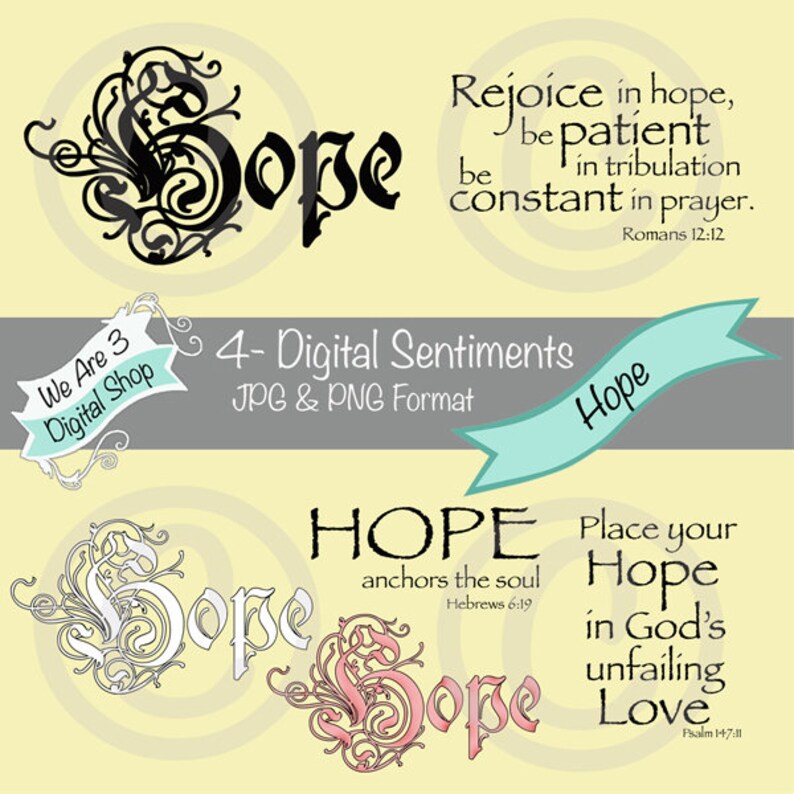 We Are 3 Digital Sentiments  Hope Scripture Victorian image 0