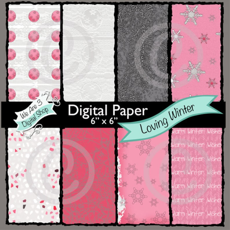 We Are 3 Digital Paper Loving Winter Snowflakes Christmas image 0