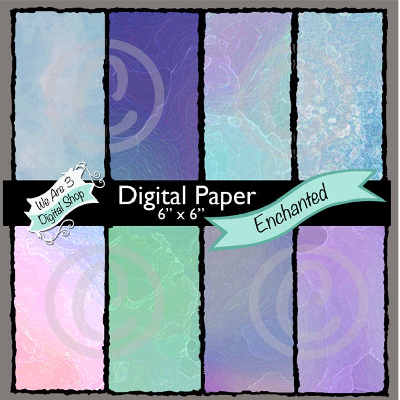 We Are 3 Digital Paper  Enchanted Fairy Watercolor image 0