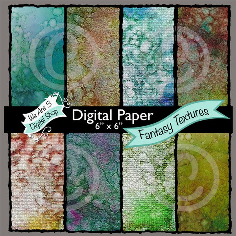 We Are 3 Digital Paper  Fantasy Texture Fairy Alcohol Ink image 0