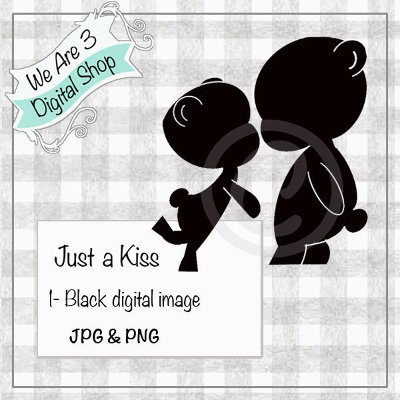 We Are 3 Digital Shop  Just a Kiss Bears Silhouette image 0