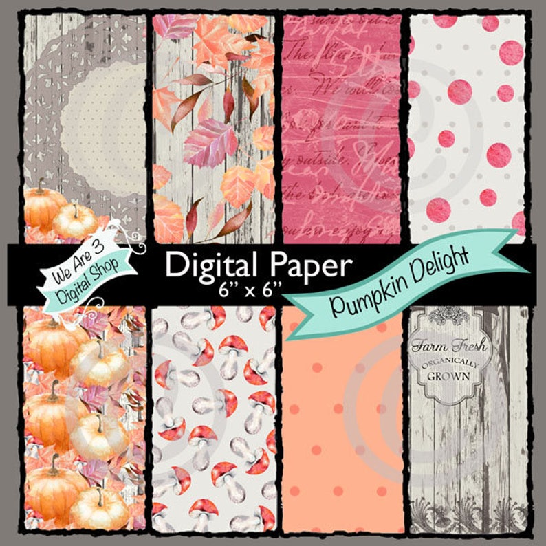 We Are 3 Digital Paper Pumpkin Delight Autumn Fall image 0