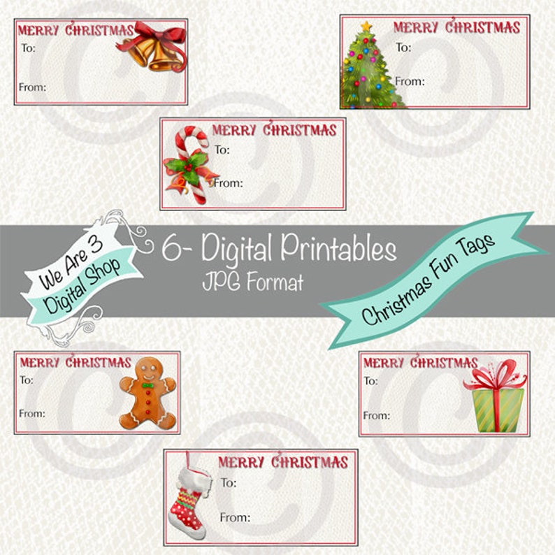 We Are 3 Digital Printables  Christmas Fun Tags Gift Tags image 0