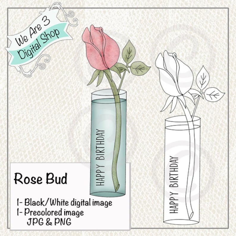 We Are 3 Digital Shop  Rose Bud Happy Birthday image 0