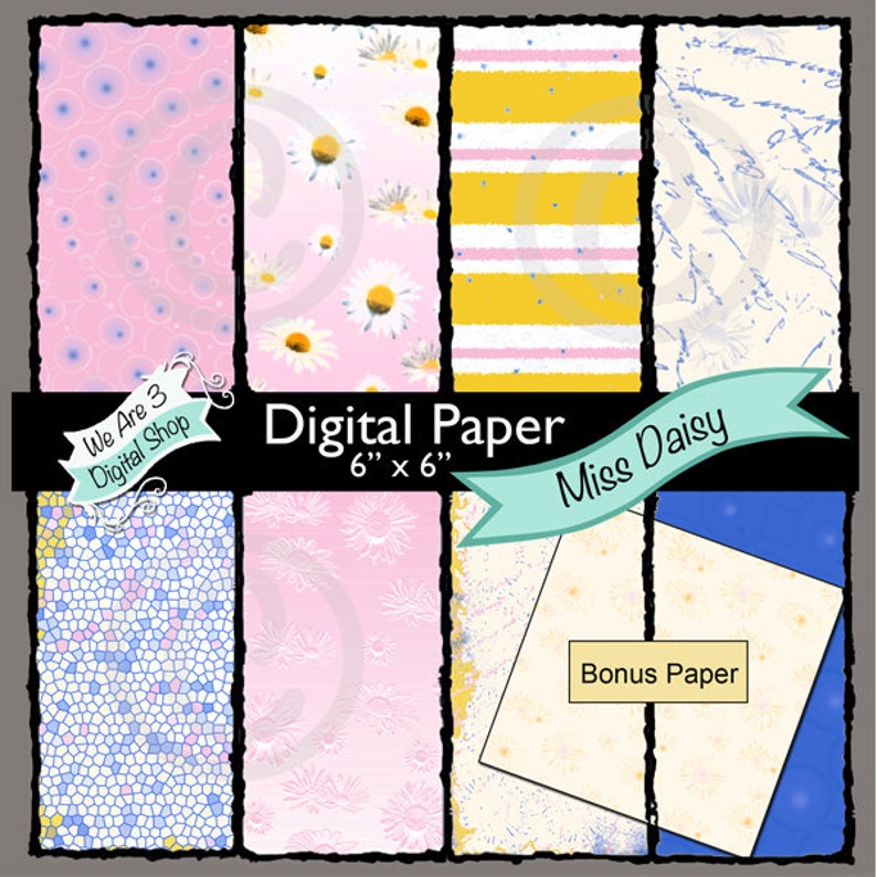 We Are 3 Digital Paper Miss Daisy image 0