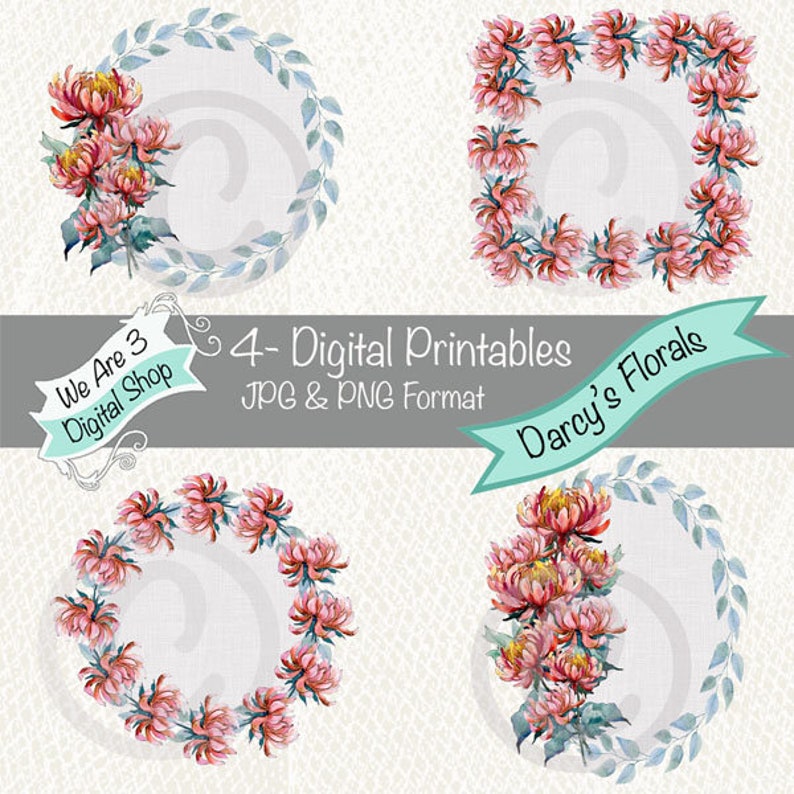 We Are 3 Digital Printables  Darcy's Florals  Frames image 0