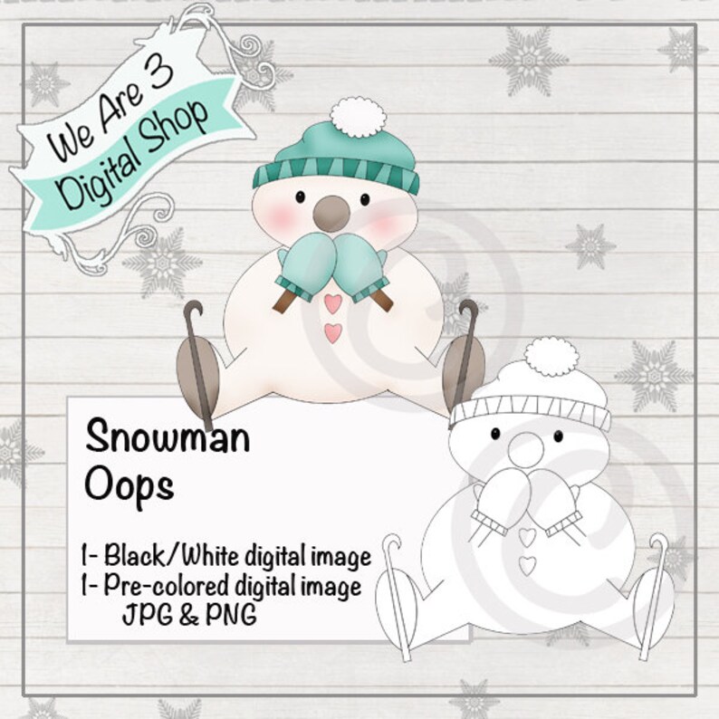 We Are 3 Digital Shop  Snowman  Oops Snow Winter Skating image 0