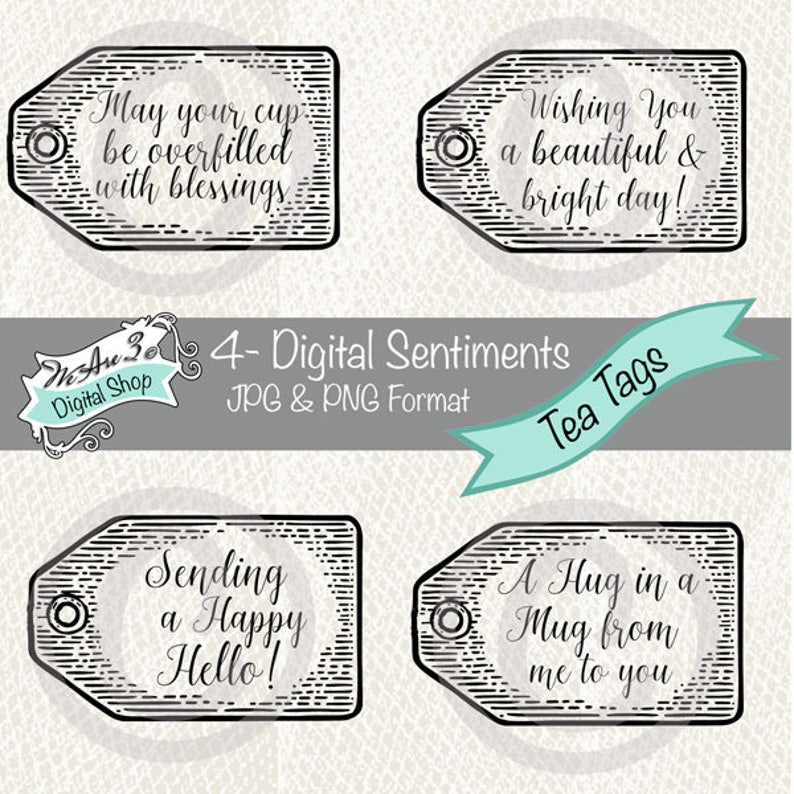 We Are 3 Digital Shop  Sentiments  Tea Tags image 0