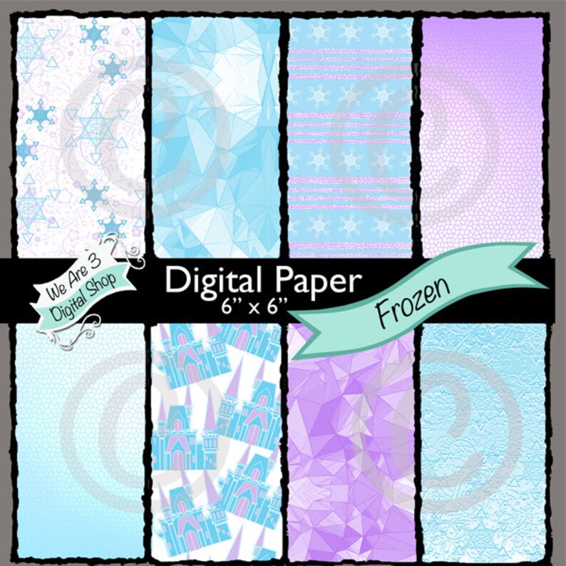 We Are 3 Digital Paper  Frozen Ice Castle Snowflakes image 0