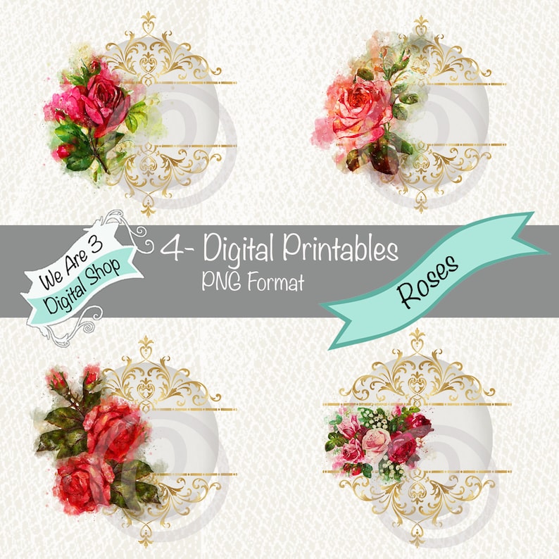 We Are 3 Digital Printables Roses image 0