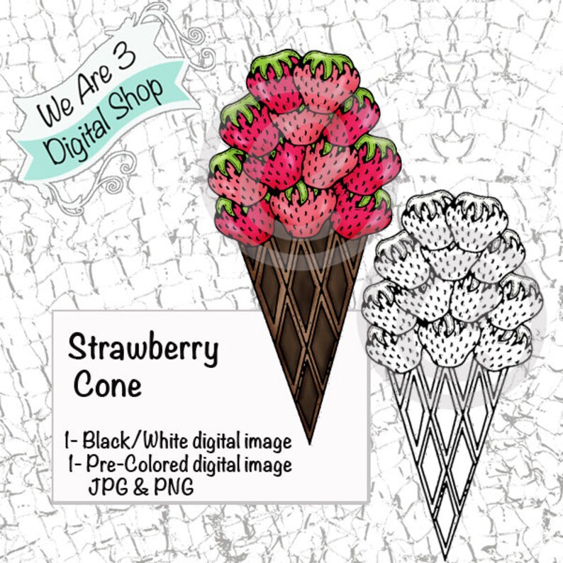 We Are 3 Digital Shop Strawberry Cone Digital Image image 0