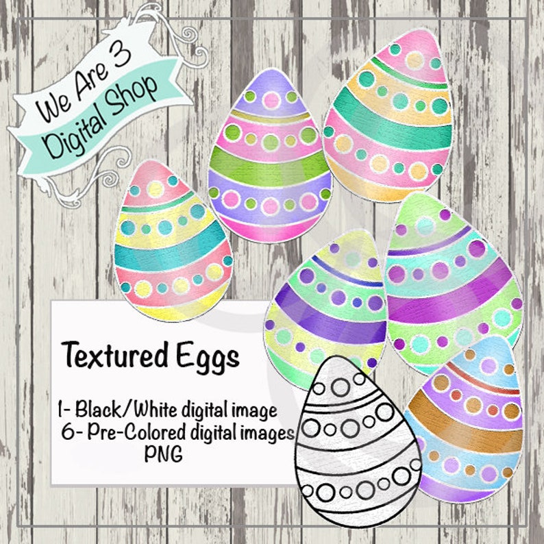 We Are 3 Digital Shop  Textured Eggs Digital Stamp Spring image 0